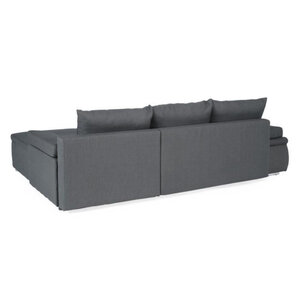 Canapé d'angle réversible convertible 3 places + Coffre de rangement - Tissu gris - 274 x 184 cm