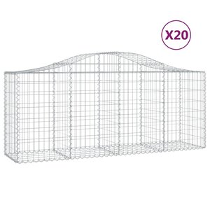 vidaXL Paniers à gabions arqués 20 Pièces 200x50x80/100 cm Fer galvanisé