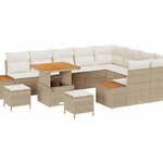 vidaXL Ensemble de canapé de jardin 12 Pièces Beige Poly rotin