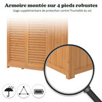 Armoire de jardin abri jardin remise pour outils sur pied dim. 87L x 47l x 160H cm 2 étagères portes persienne toit bitumé étanche bois massif pin pré-huilé