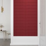 vidaXL Panneaux muraux 12 Pièces Rouge bordeaux 60x15 cm Velours 1 08 m²