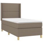 vidaXL Sommier à lattes de lit matelas et LED Taupe 90x190 cm Tissu
