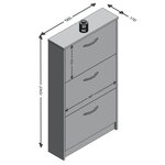 Fmd armoire à chaussures 3 compartiments inclinables blanc et béton