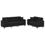 vidaXL Ensemble de canapés 2 Pièces avec coussins Noir Tissu microfibre