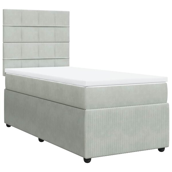 vidaXL Sommier à lattes de lit et matelas Gris clair 100x200cm Velours