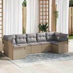 vidaXL Ensemble de canapé de jardin 7 Pièces Beige Poly rotin