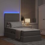 vidaXL Lit de rangement LED avec matelas Taupe 90 x 190 cm Tissu