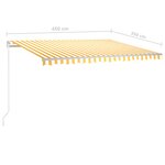 vidaXL Auvent manuel rétractable 450x350 cm Jaune et blanc