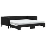 vidaXL Lit de jour avec gigogne et matelas noir 100x200 cm tissu