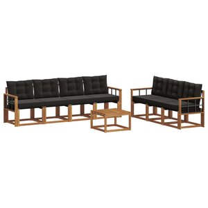 vidaXL Ensemble de canapés d'extérieur 8 Pièces Naturel et Noir