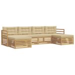 vidaXL Ensemble de canapés d'extérieur 6 Pièces Blanc et Beige
