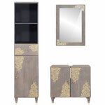 vidaXL Ensemble de mobilier de salle de bain avec tiroir 3 Pièces Gris