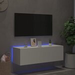 vidaXL Meuble TV mural avec lumières LED blanc 100x35x31 cm