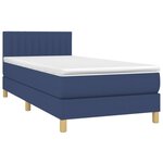 vidaXL Sommier à lattes de lit avec matelas et LED Bleu 90x190cm Tissu
