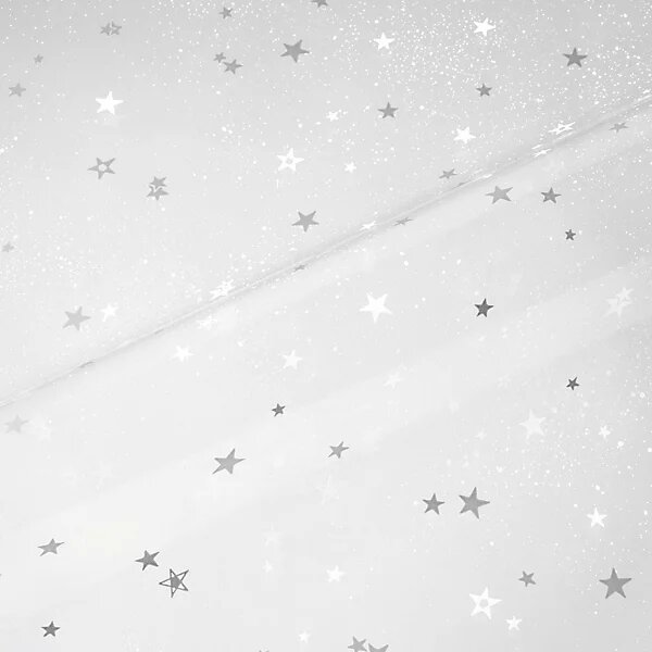 Film transparent fantaisie étoiles argent 80 cm x 120 m