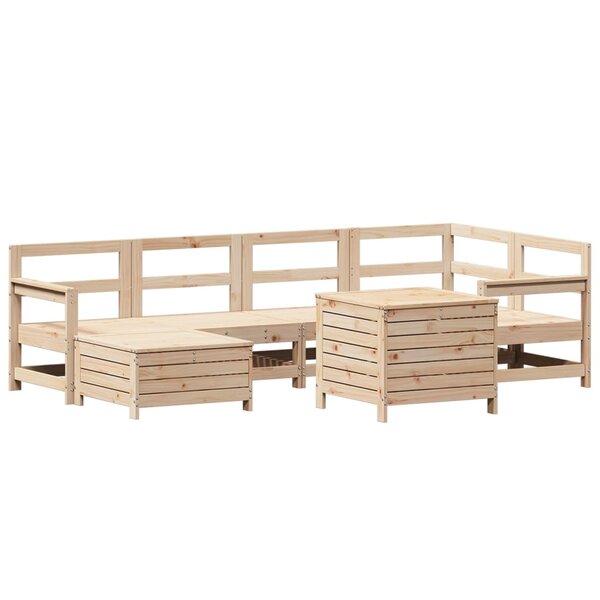 vidaXL Salon de jardin 7 Pièces bois de pin massif
