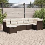 vidaXL Salon de jardin avec coussins 7 Pièces marron résine tressée