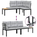vidaXL Ensemble de banc de jardin avec coussins 4 Pièces noir