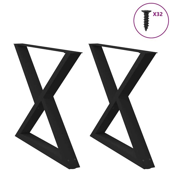 vidaXL Pieds de table à manger 2 pièces Noir 90 x (72-73 3) cm Acier