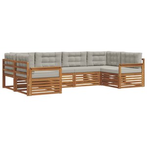 vidaXL Ensemble de canapés d'extérieur 6 Pièces Gris Naturel et Clair