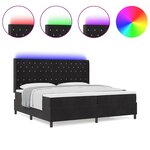 vidaXL Lit à Ressorts avec Matelas LED Noir 200 x 200 cm Velours