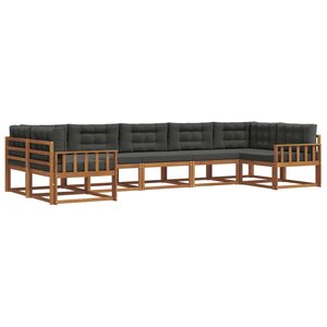 vidaXL Ensemble de canapés d'extérieur 7 pc Naturel et Anthracite