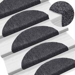 vidaXL Tapis d'escalier autocollants 30 pièces 56 x 17 x 3 cm Gris foncé Demi-rond