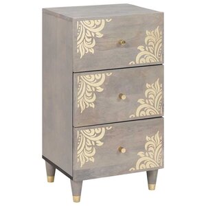 vidaXL Buffet Gris et or 40 x 33.5 x 75 cm Bois de manguier massif