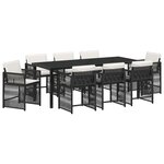 vidaXL Ensemble de salle à manger pour jardin 9 Pièces Noir polyrotin