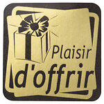 Lot de 1000: étiquette cadeau adhésive or plaisir d'offrir 34x19 mm