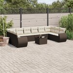 vidaXL Salon de jardin et coussins 11 Pièces marron résine tressée