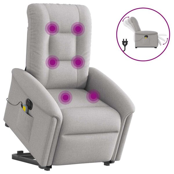 vidaXL Fauteuil inclinable de massage électrique gris nuage tissu