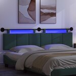 vidaXL Tête de lit suspendue Avec lumière LED Vert foncé Tissu