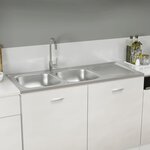 vidaXL Évier de cuisine à double évier argenté 1200x600x155 mm inox