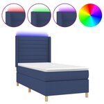 vidaXL Sommier à lattes de lit matelas et LED Bleu 90x200 cm Tissu