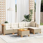 vidaXL Salon de jardin avec coussins 6 Pièces beige résine tressée