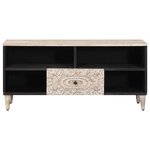 vidaXL Meuble TV Blanc 100 x 33 5 x 46 cm Bois de mangue massif