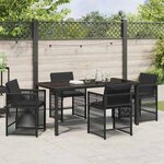 vidaXL Ensemble de salle à manger pour jardin 5 Pièces Noir polyrotin
