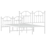 vidaXL Cadre de lit métal sans matelas et pied de lit blanc 120x190 cm