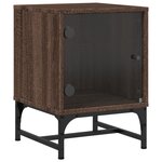 vidaXL Table de chevet avec porte en verre chêne marron 35x37x50 cm