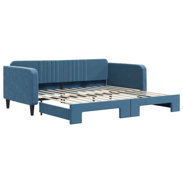 vidaXL Lit de jour avec lit gigogne bleu 100x200 cm velours