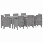 vidaXL Ensemble de salle à manger pour jardin 9 Pièces Gris clair