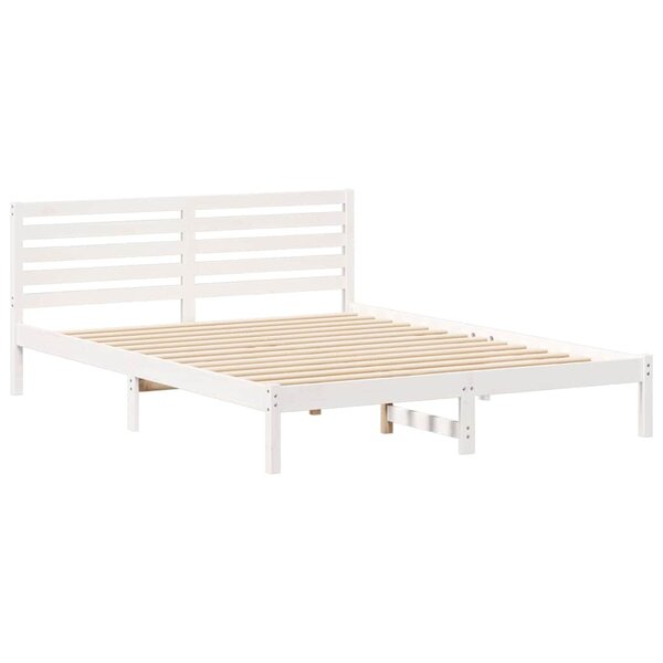 vidaXL Cadre de lit Blanc 160 x 220 cm Bois massif en pin