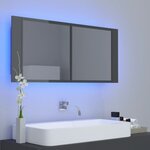 vidaXL Armoire à miroir de bain à LED Gris brillant Acrylique