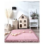 Tapis de jeu pliable en velours carré rose 105x105