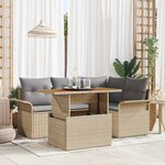 vidaXL Ensemble de canapé de jardin 5 Pièces Beige Poly rotin