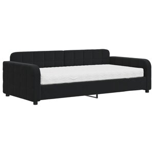 vidaXL Lit de jour avec matelas noir 100x200 cm velours