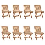 vidaXL Chaises pliables de jardin avec coussins lot de 8 Teck solide