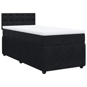 vidaXL Sommier à lattes de lit et matelas Noir 80x200 cm Velours