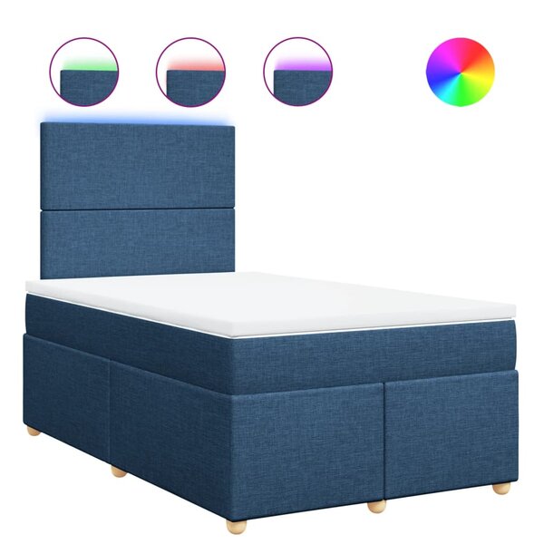 vidaXL Sommier à lattes de lit avec matelas Bleu 120x200 cm Tissu